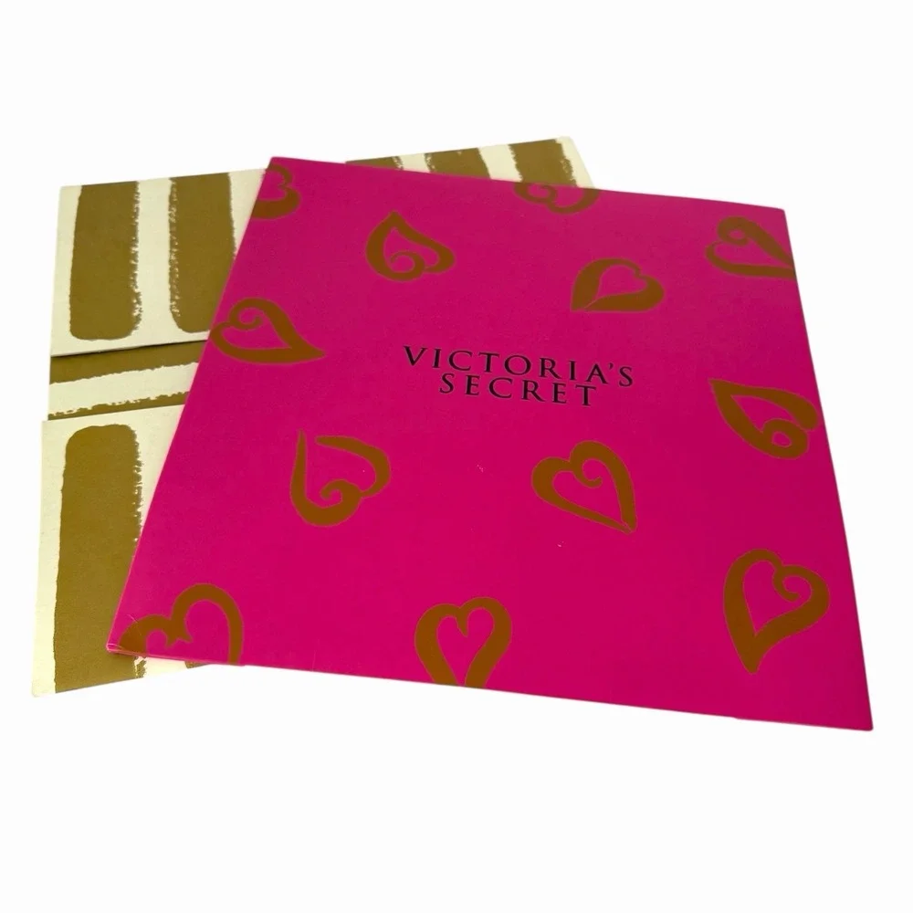 VTG‎ Victoria's Secret Gift Box Hearts Pink Gold Style Display Tissue Paper Y2k